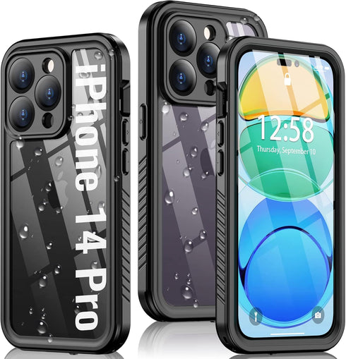 Oterkin for iPhone 14 Pro Case Waterproof,Shockproof Bumper Case with Built-in Screen Protector,Dustproof Anti-Scratch Anti-Stain Phone Case for i...
