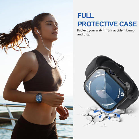 Cuteey 12 Pack Case for Apple Watch Series 9 8 7 45mm Tempered Glass Screen Protector, All Round Full Hard PC Protective Cover Bumper for iWatch 9...