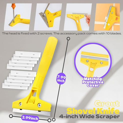 Grout Removal Tool Caulking Tools 24-in-1 Kit with Silicone Glass Glue Angle Scraper Grout Saw Blade Scraper Finishing for Kitchen Bathroom Window...