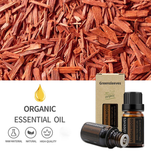 GREENSLEEVES Sandalwood Essential Oil 0.33 Fl Oz, 100% Natural, Perfect for Air Freshener, Body Care, Aromatherapy Massage, Scented Candle, Bath B...