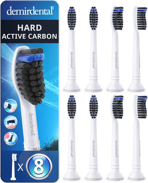 toothbrush heads active charcoal hard compatible with Philips Sonicare toothbrush heads - replacement heads for natural cleaning - Hard brush head...