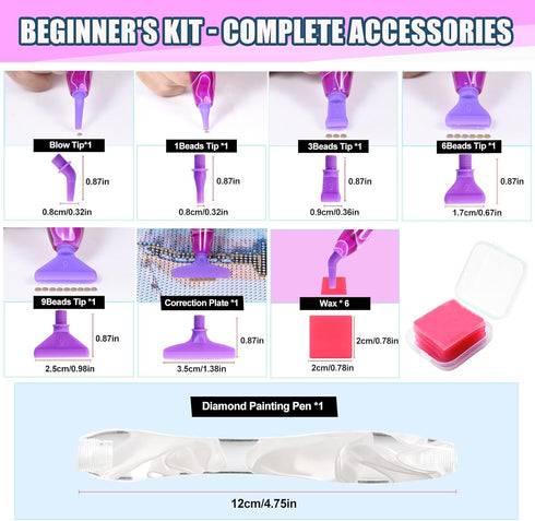 Heyseri Diamond Painting Pen Accessories Tools Set, 13 PCS Diamond Art Pens Thread Pen Tips Anti-Fall, Diamond Painting Tools with Diamond Paintin...
