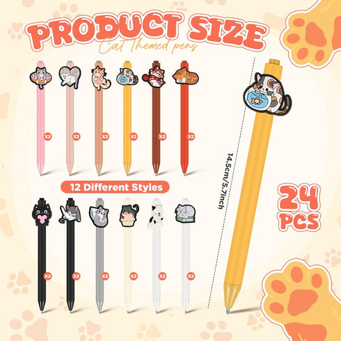 24 Pcs Cute Animal Pens Cartoon Pens Funny Pen Writing Kawaii Ballpoint Pens Retractable Black Ink Pens Birthday Party Gifts for Kids Students Off...