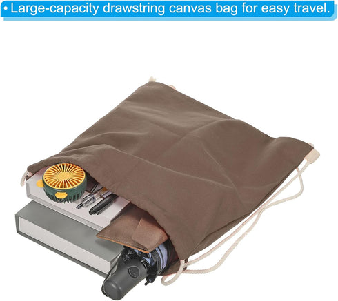 PATIKIL Cotton Drawstring Bags, Cotton Drawstring Backpack Foldable Sports Gym Bags for Women Men Gym Sports Trip, Brown...