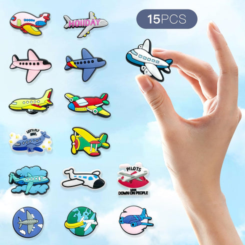 20Pcs Airplane Shoe Charms for Clogs Sandals Bracelet Wristband Slippers Water Shoes, Aircraft Helicopter Shoe Decoration Charms...