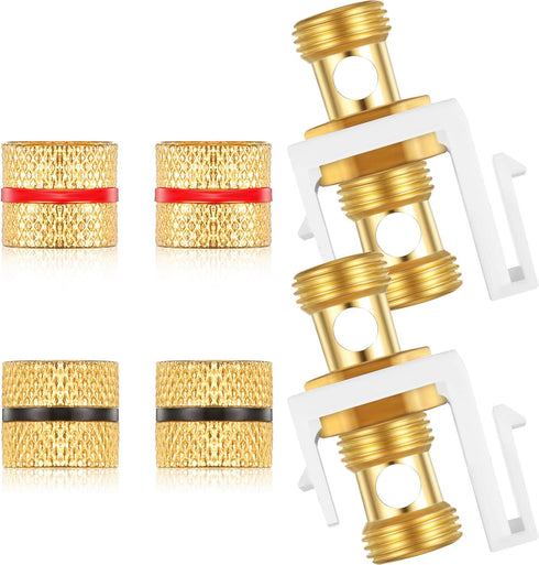 12 Pieces Banana Jack Binding Post Keystone Jack Insert, Black and Red Rings Audio Speaker Keystone Connector Screw Type Inline Coupler for Wall P...