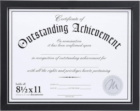 Malden International Designs Wooden Document Frame, 8.5x11, Black...