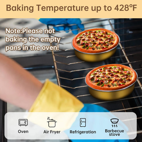 50 Pcs Muffin Pans With Lids, 4 Inch Disposable Cupcake Pans, 8oz Golden Aluminum Pie Pans, Round Oven Mini Cake Pan with Spoons Suit for Tart Pie...