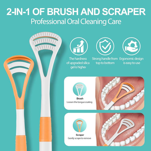 RONAVO Tongue Scraper (8pcs), Brushing and Scraping for Oral Care, 100% BPA Free Tongue Cleaner with Travel Carry Case for Family, Adults, Kids, R...