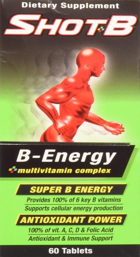 Shot B Energy Multivitamin Supplement, Tablet, 60 Count, Green...