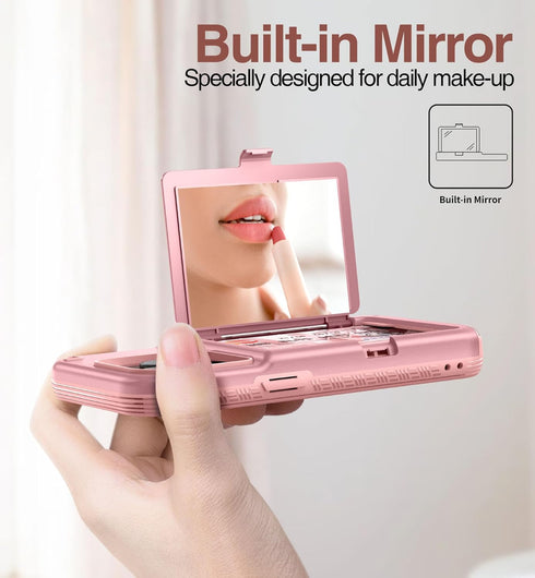 WeLoveCase for iPhone 15 Pro Wallet Case with Card Holder, Built-in Hidden Mirror, with Shockproof Heavy Duty Protection Phone Case for iPhone 15 ...