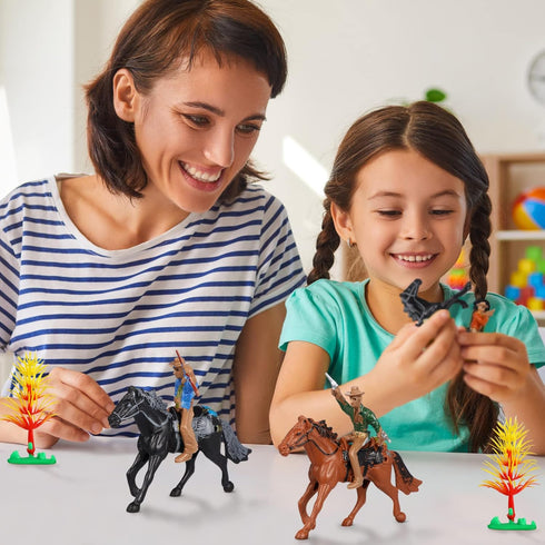 Toddmomy Riding Horse Figurine 4Pcs Action Figure Western Figurines Toys Horse Toys Plastic Horse with Rider for Kids Toddlers Farm Animal Collect...