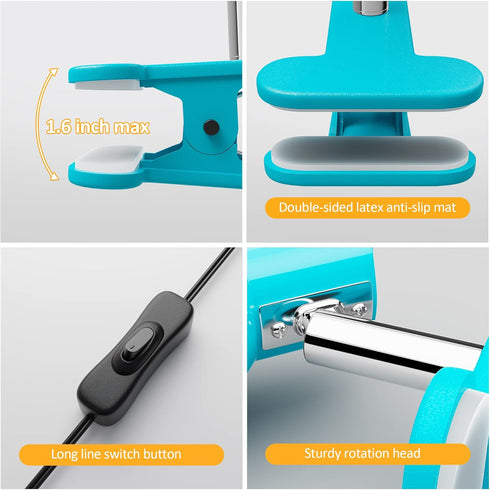 LED Clip lamp,5W Super Bright Desk Light, 330° Rotation Small Lamp with Clamp on Desk/Table/Bed Headboard/Cupboard Home Lighting, Modern and Save ...