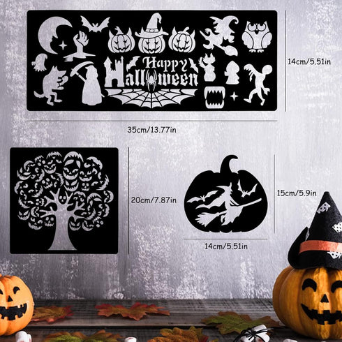 28 pcs Halloween Stencils, lyfLux Painting Stencils Suit, Pumpkin Carving Stencils, for Halloween Decoration, Bars, Haunted Houses, Walls, Murals,...