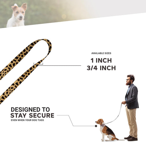 Deluxe Dog Leash - Patterned Heavy Duty Pet Leashes, Made in the USA - 1 Inch x 6 Feet, Leopard...