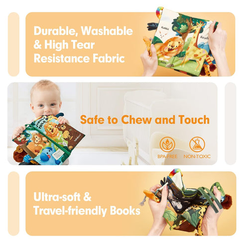 Baby Books 0-6 Months,Infant Tummy Time Toys High Contrast Sensory Baby Toys 6 to 12 Months Touch Feel Book Gift Christmas Stocking Stuffers for B...