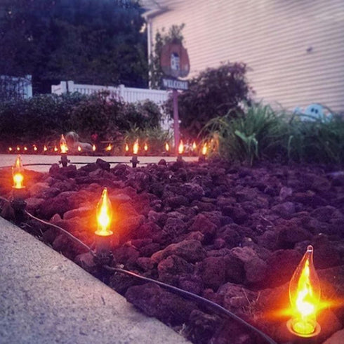 SUNSGNE Christmas Flickering Flame Lights, C18 Christmas String Light 10Ft Flicker Amber Flame Lights for Outdoor Indoor Home Halloween Christmas ...