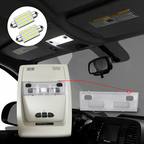 Interior Map Dome Light Cover Clear Lens Overhead Console with White LED Bulbs Compatible with 2007-2013 Chevy Silverado GMC Sierra Suburban Avala...
