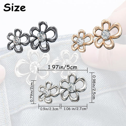 3 Sets Rhinestones Flower Pant Waist Tightener Jean Buttons for Loose Jeans,Cute Flowers Buttons for Jeans Button Pins for Jeans Crystal Floral Je...