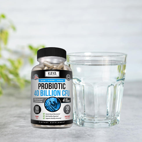 Kaya Naturals Probiotic 40 Billion CFU | Probiotics for Women, Probiotics for Men and Adults, Natural | Gut Health & Immune Support Supplement | P...