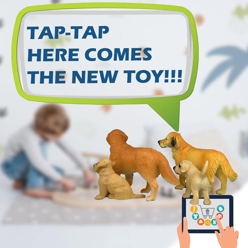 Gemini&Genius Dog Toys for Kids, Golden Retriever Family Playset, Detail and Realistic Puppy Action Figures, Pet Doggy Toys, 2-4 Inches Length - B...