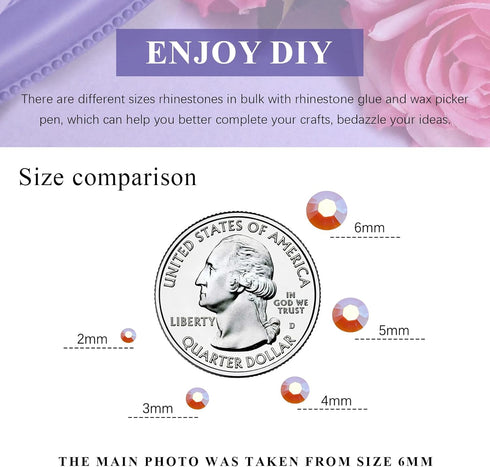 1500PCS 6mm Transparent Clear AB Flatback Rhinestones, Flatback Resin Jelly Rhinestone for Crafts DIY Clothes Shoes Tumblers Mugs Nail Art, Bedazz...