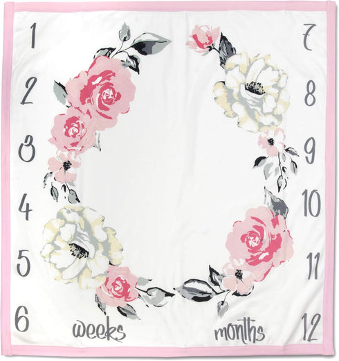 Baby Weekly, Monthly Milestone Blanket for Baby Boys and Girls with Month & Week Markers for Swaddling and Baby Photo Props (Floral Roses)...
