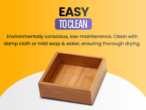 YBM Home Bamboo Drawer Organizer Storage Box for Kitchen Drawer, Junk Drawer, Office, Bedroom, Children Room, Craft, Sewing, and Bathroom, 2 Pack ...