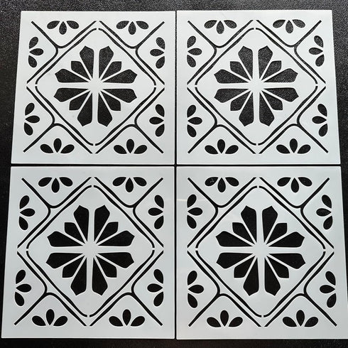 HELLATHUND 4Pcs Reusable Tile Stencils 12x12, Concrete Stencils for Patio, Large Stencils for Painting Floors, Wall Stencils for Painting (12x12in...
