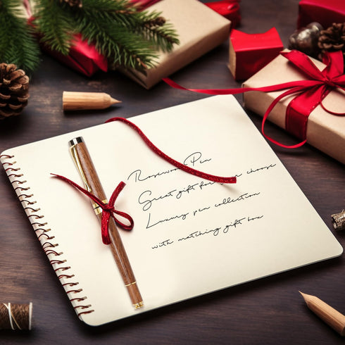 Ayiaren Luxury Walnut Wood Ballpoint Pen Writing Set with 2 Black Ink Refills Fancy Business Office Pens Gift Cool Nice Wooden Gel Pen for Men Wom...