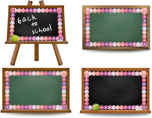 Whaline 32.8ft Preppy Hippie Flower Bulletin Board Borders Y2K Pink Purple Flower Die-Cut Rolled Bulletin Board Trim for School Classroom Office D...