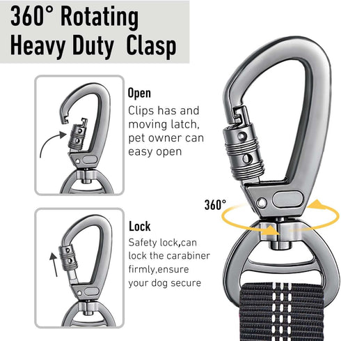 Tactical Dog Leash,Reflective Training Dog Leash,Adjustable Heavy Duty Dog Leash with 2 Control Padded Handle Strong No Pull Bungee Dog Leashes wi...