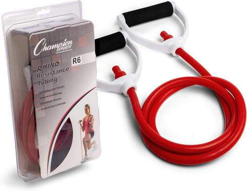 Champion Sports Resistance Tube Bands for Men and Women, Durable Stretch Fitness Band for Strength Training, Stretching, Rehabilitation - Premium ...