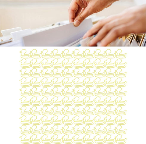 100 PCS Yellow Duck Shaped Paper Clips Metal Cute Fashion Paper Clips for Students Kids Teachers...