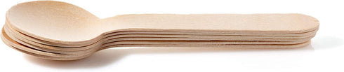 Concession Essentials Disposable Wooden Cutlery Spoons, Compostable and Earth Friendly, 6.25 Inch Length - Pack of 100 Spoons...