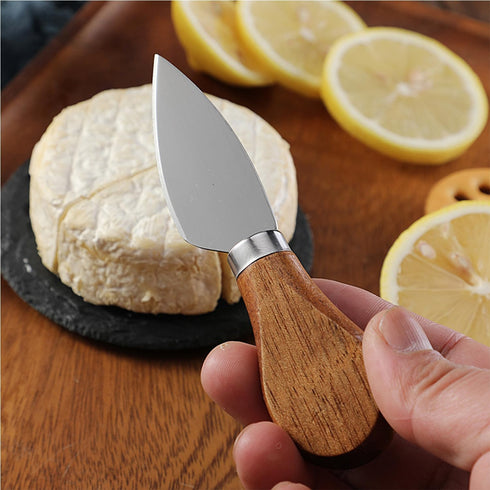 6Pcs Cheese Knife Set,Cheese Knives Cheese Slicer Cheese Cutter Cheese Fork,Cheese Spreading Knife,Wood Handle Stainless Steel Slicer for Charcute...