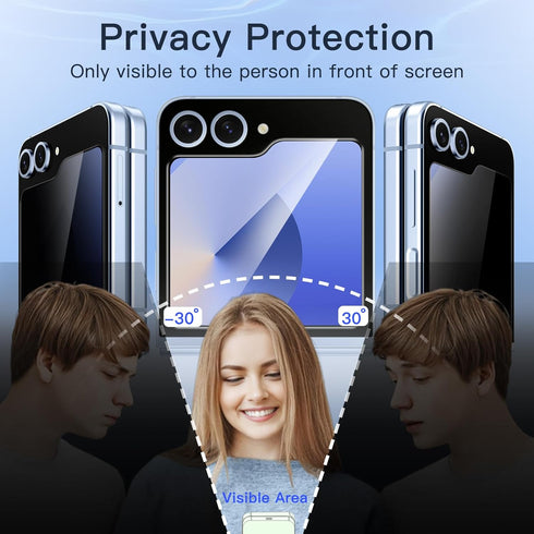 JETech Front Privacy Screen Protector for Samsung Galaxy Z Flip 6, Anti-Spy Tempered Glass Film with Easy Installation Tool, Case-Friendly, 2-Pack...
