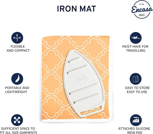Encasa Homes Ironing Mat/Pad (Large 48"x28") with 3mm Padding & Silicone Iron Rest for Steam Pressing on Tabletop or Bed - Heat Resistant, Portabl...