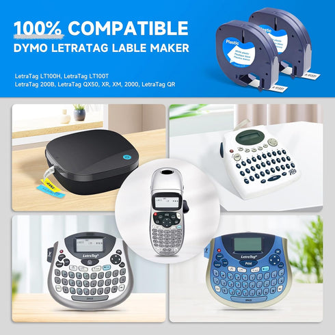 Label Orison Compatible with DYMO LetraTag Refills 91331 Plastic Label Tape Label Maker Refills for LT-100H LT-100T QX50,1/2 Inch X 13Feet (12mmx4...