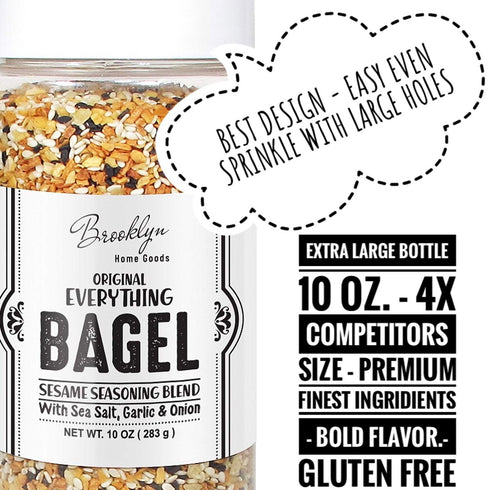 Everything Bagel Seasoning Blend Original XL 10 Ounce Jar - Bagel Allspice, Sesame Seasoning Spice Shaker, Delicious Blend of Sea Salt and Spices ...