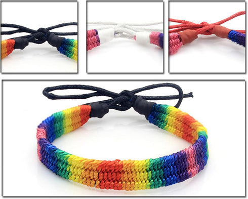 Nanafast Rainbow LGBT Pride Bracelet Handmade Braided Friendship String Bracelet for Gay & Lesbian LGBTQ Wristband Adjustable Size...