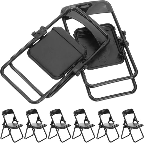 Gadpiparty 36 Pieces Mini Foldable Chairs 1/6 Scale Plastic Dollhouse Furniture Mini Desk Toys Simulation Stand Model Chair Desk Phone Stand for D...
