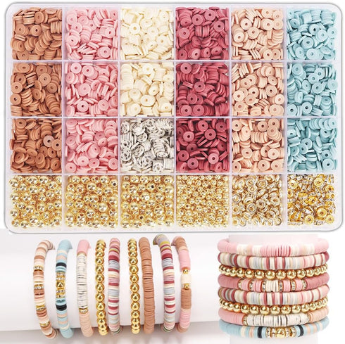 LFLIUN Clay Beads Bracelet Kit Friendship Bracelet Making Kit Golden Beads Clay Beads Kit for DIY Jewelry Making Birthday Gift...