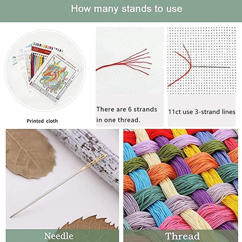 OHAOLYLE Cross Stitch Kits, Stamped Cross Stitching Kits Preprinted for Beginners DIY 11CT Hand Needlework Kits Embroidery Starter Kits Three Bird...