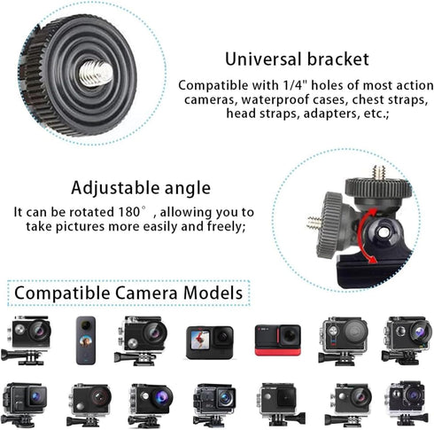 VVHOOY Aluminum Bike Bicycle Motorcycle Handlebar Mount Adapter Compatible with Gopro Hero 11/10/9/8/7/6/5/4/AKASO Brave 4/5/6 Plus/7 le/v50/EK700...
