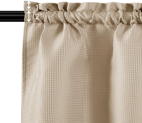 Valea Home Waffle Weave Textured Bathroom Window Curtains Water Repellent Short Curtains Window Covering Half Window Curtains Kitchen Tiers, Taupe...