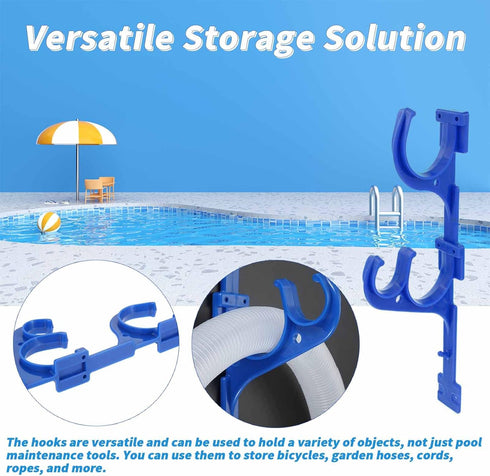 2 Pack Plastic Pool Pole Hangers Hooks, Pool Holder Hooks for Telescopic Poles, Skimmers, Leaf Rakes, Nets, Brushes, Vacuum Hose, Garden Tools and...