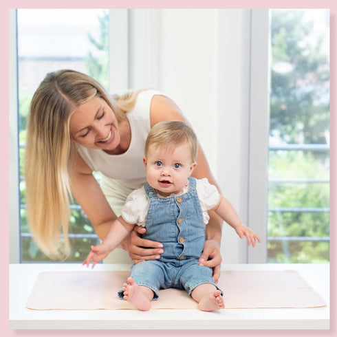 Luxury Vegan Leather Baby Changing Mat - 16"x30" Eco-Friendly, Versatile, Thin & Foldable, Easy-to-Clean Diaper Pad (Pearl)...