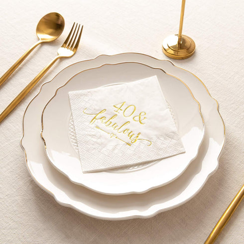 Crisky 40 and Fabulous Cocktail Napkins Gold for Women 40th Birthday Decorations, 40th Birthday Bevergae Dessert Table Supplies, 50Pcs, 3-Ply...