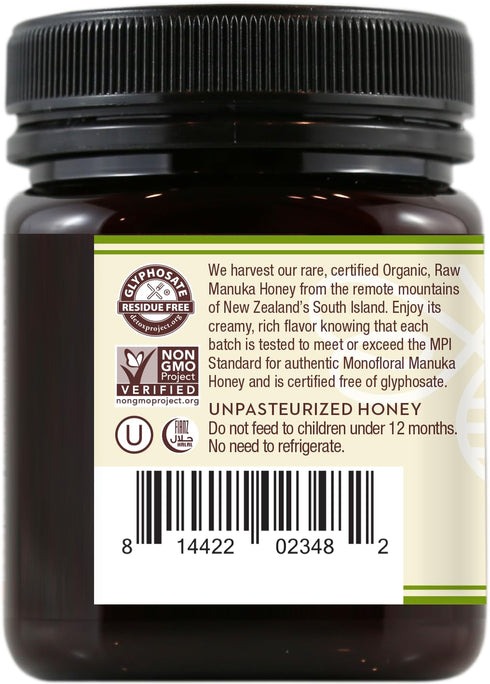 Wedderspoon Raw Organic Manuka Honey KFactor 16+, 8.8 Oz, Unpasteurized, Genuine New Zealand Honey, Multi-Functional, Non-GMO Superfood, Kfactor, ...